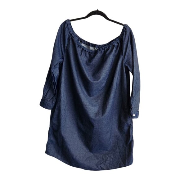 Rag & Bone Chambray Denim Off-The-Shoulder Mini Dress Size Large - Picture 2 of 10